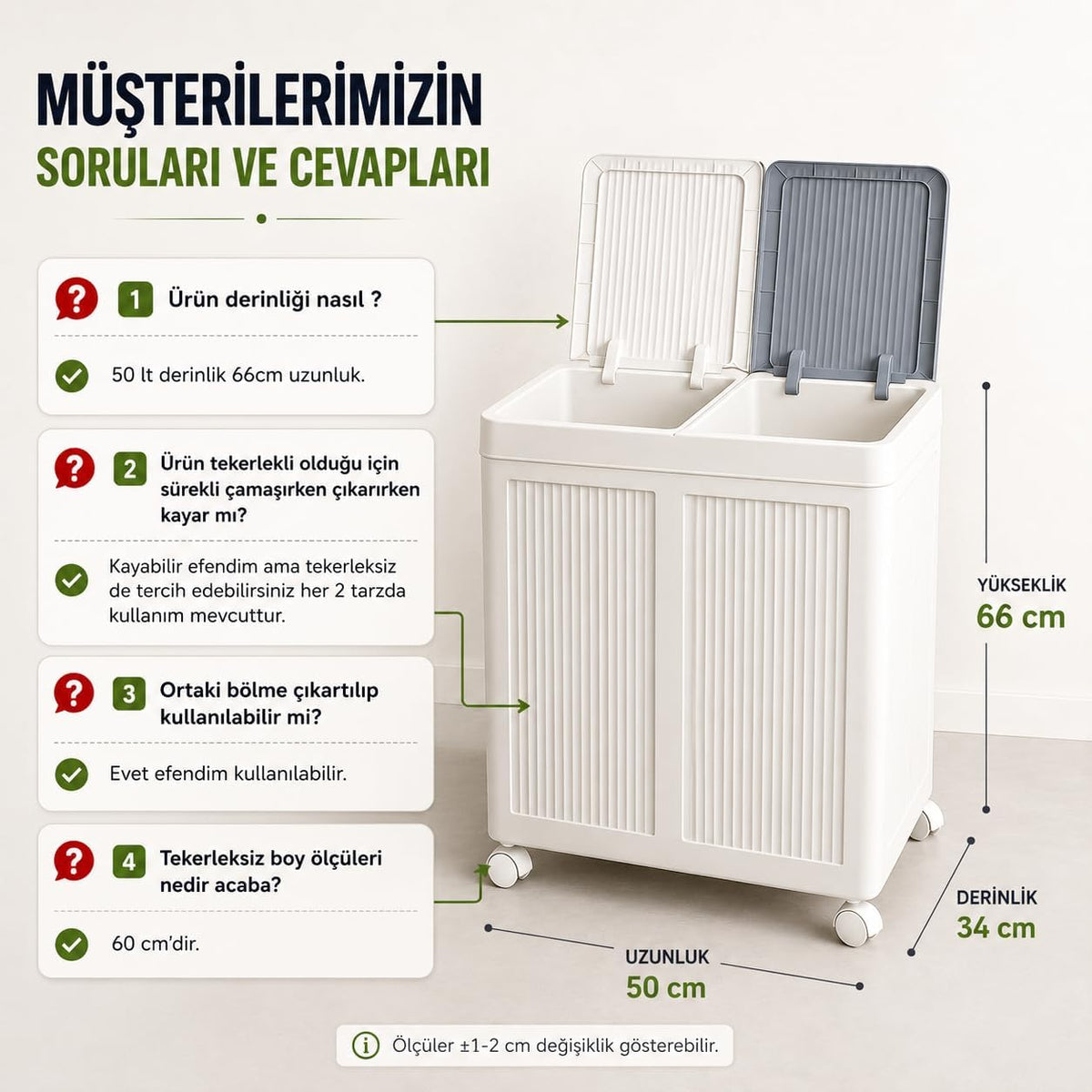 Piev Tekerlekli Çamaşır Sepeti 100L