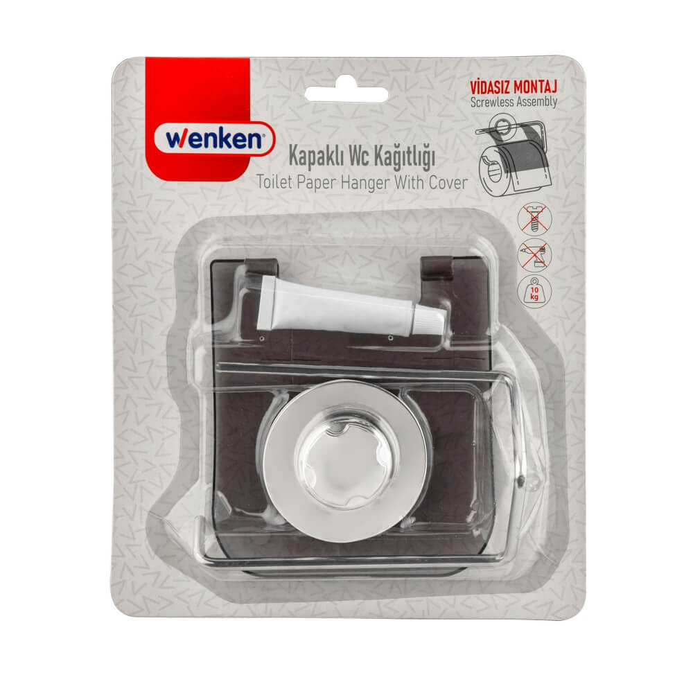 Wenken Vidasız Ultra Güçlü Yapıştırma Lüks Krom Kapaklı Tuvalet Kağıtlık UR-3381