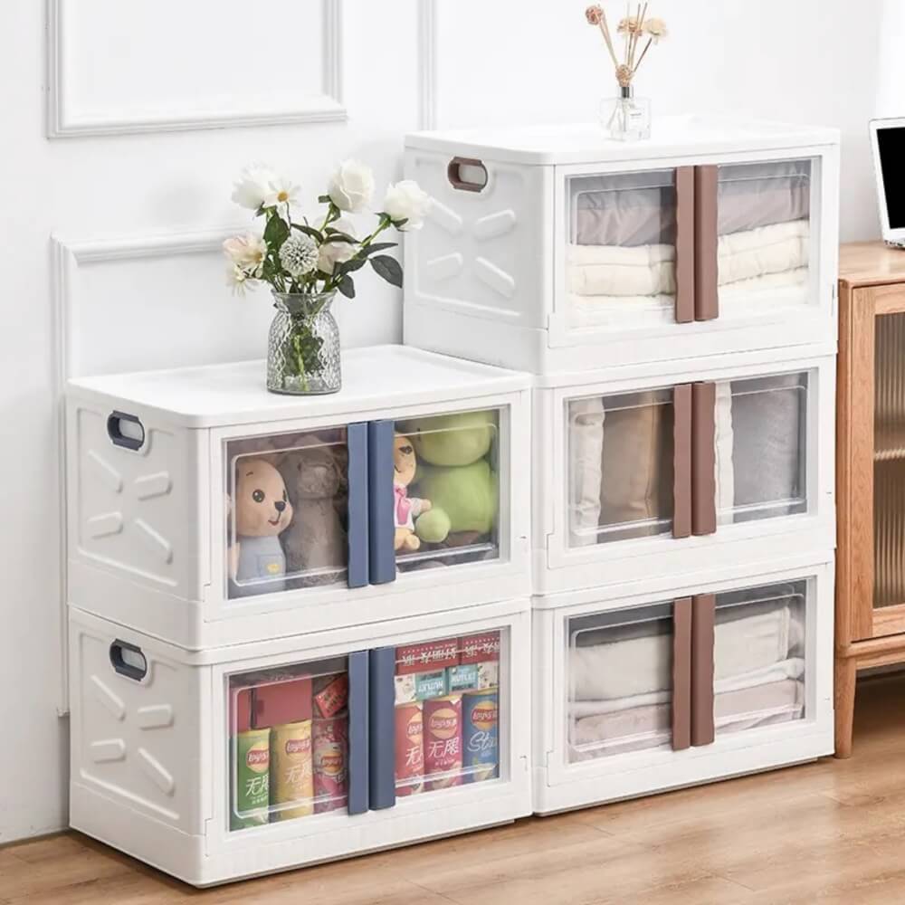 Piev Emayhome Çok Amaçlı Kapaklı Portatif İstiflenebilir Tekerlekli Organizer Dolap 4 Lü Cappuccino P5060