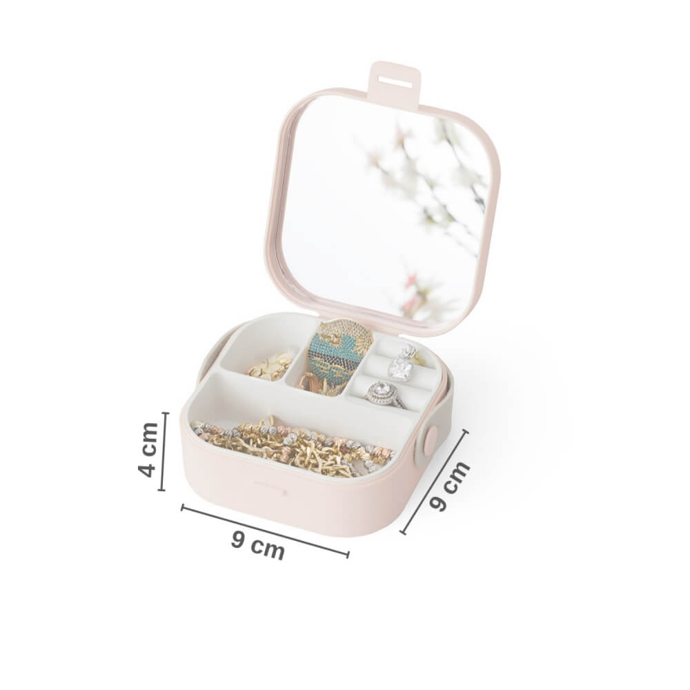 Piev House By House Çanta İçi Aynalı Mini Makyaj Takı Kutusu Beyaz P5287