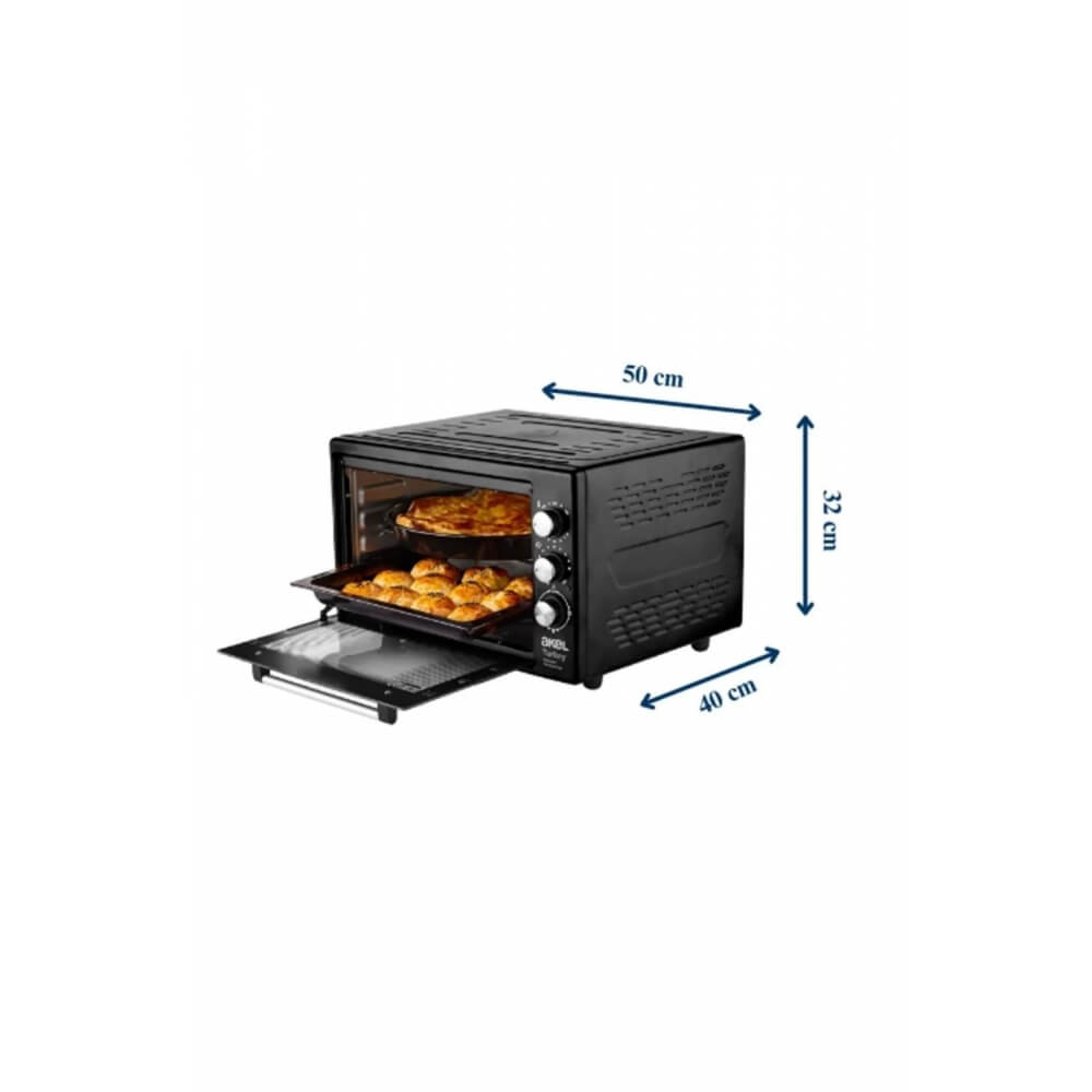 Piev Akel Termostatlı Saatli Lambalı Çok Amaçlı 38 Lt Midi Fırın Af380L Gri P5343