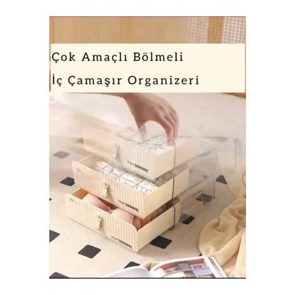 Piev Çok Amaçlı Bölmeli İç Çamaşırı Çorap Bebek Kıyafeti Çekmeceli Düzenleyici Organizer P5390