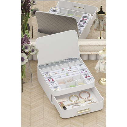 Piev House By House Çekmeceli Aynalı ve Üç Katlı Çekmeceli Takı Kozmetik Organizer İkili Set P5403