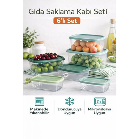 Piev 6 Parça Kapaklı Gıda Saklama Kabı Seti P5442