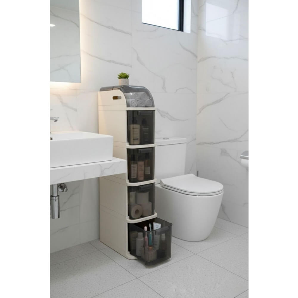Piev Slim 5 Katlı Çekmeceli Tekerlekli Mutfak Ve Banyo Dolabı P5466