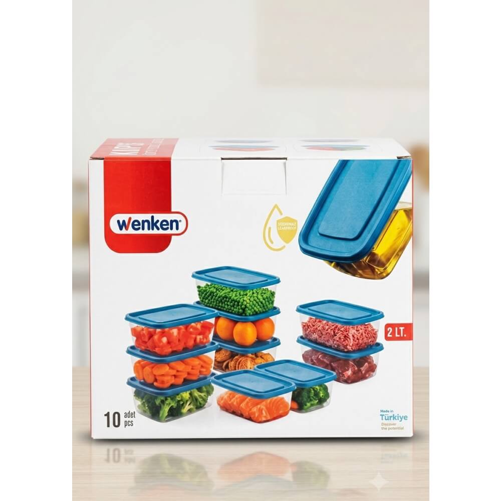 Piev 10 Parça Sızdırmaz Hava Almaz Gıdaya Uygun  Bpa İçermez Dondurucu Buzdolabı Saklama Kabı P5470