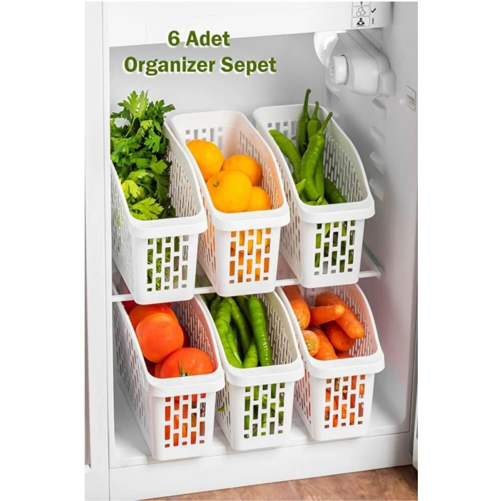 Piev Buzdolabı İçi Sebze Meyve Düzenleyici Meyvelik Sebzelik Organizer Sepet 6 Lı P5471