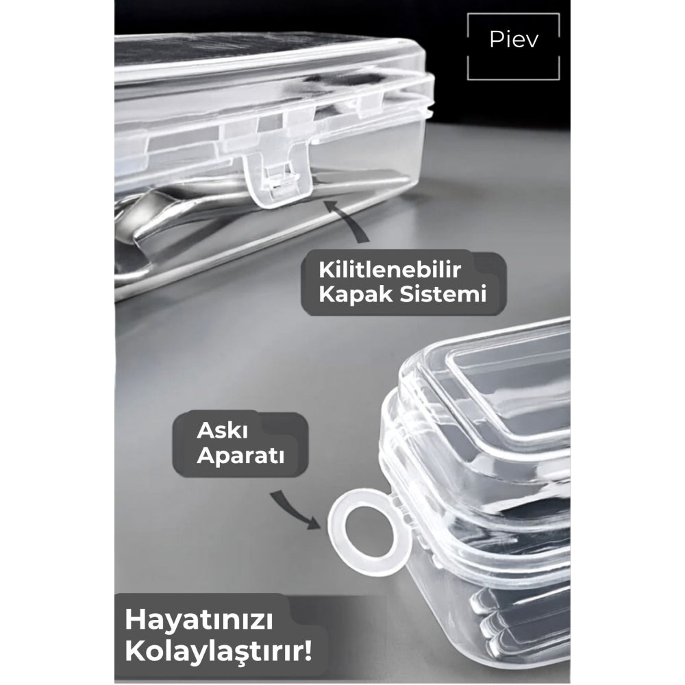 Piev Şeffaf Çok Amaçlı Çatal Bıçak ve Kaşık Düzenleyici Kutu 12'li Set P5490