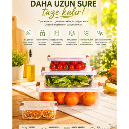 Piev Kilitli Kapaklı Saklama Kabı Dörtlü P5497