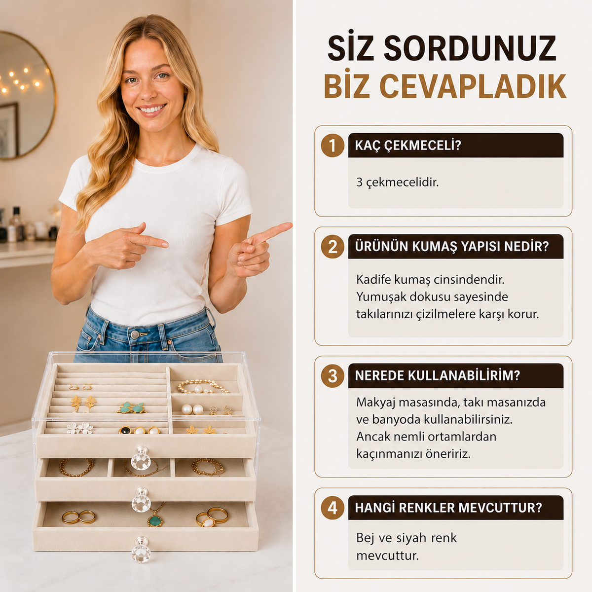 Piev 3 Katlı Takı Organizeri
