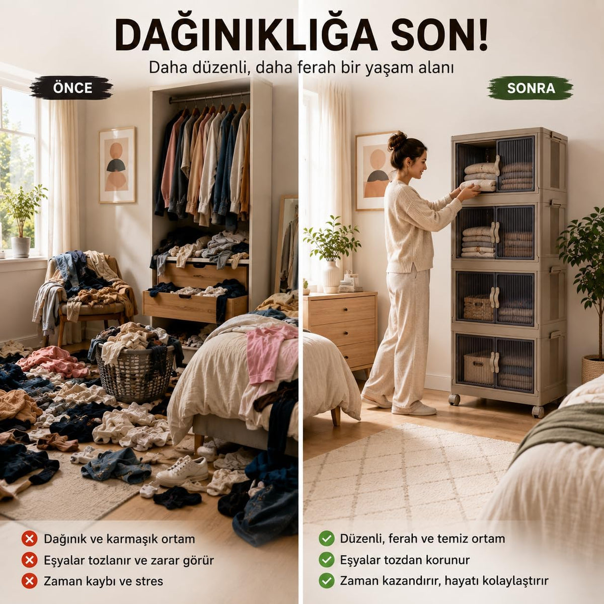 Piev 4 Katlı İstiflenebilir Organizer Dolap