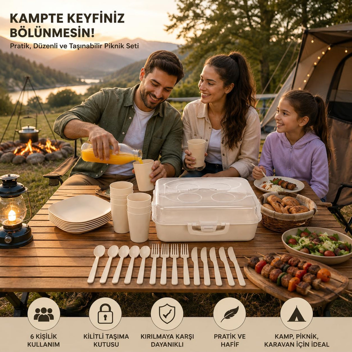 Piev Kilitli Taşıma Kutulu Piknik Seti