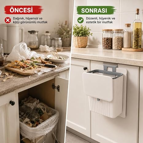 Piev Askılı Kapaklı Çöp Kovası